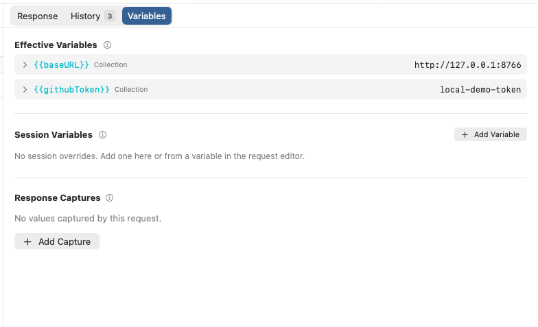 Caliper response variables and provenance
